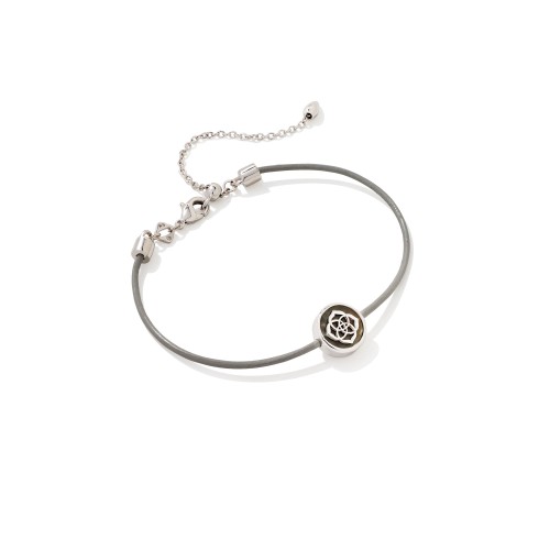 Stamped Dira Silver Bracelet in Black Mother-Of-Pearl