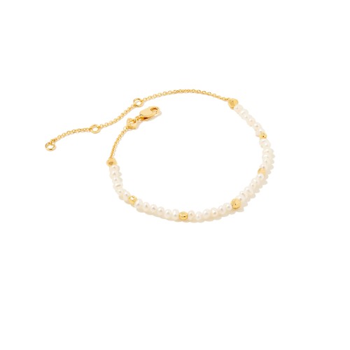 Brooklyn Pearl 18k Gold Vermeil Delicate Chain Bracelet in White Pearl