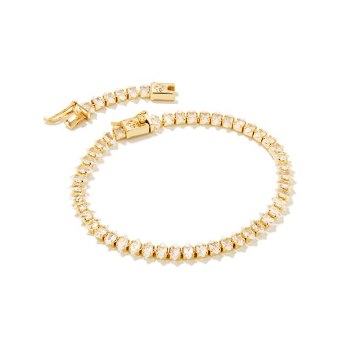 Larsan Gold Tennis Bracelet in White Crystal